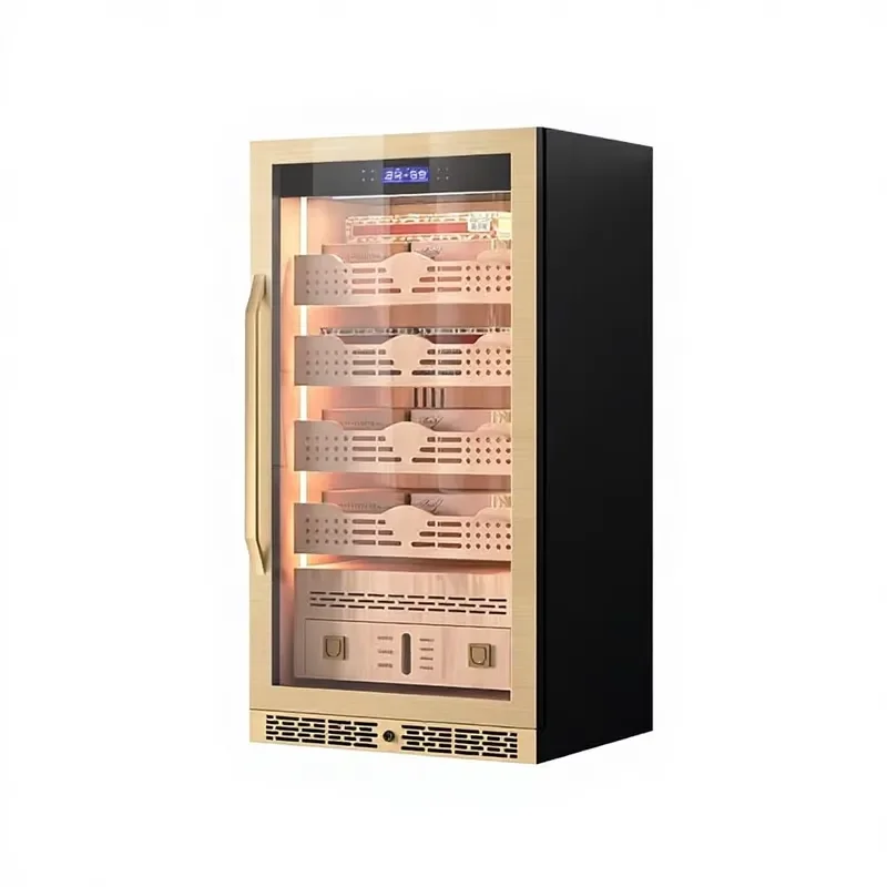 220L Dual Zone Cigar Humidor Cabinet WiFi Electronic Temperature Control Wine Cooler Fridge Air Cooled Home Office Storage