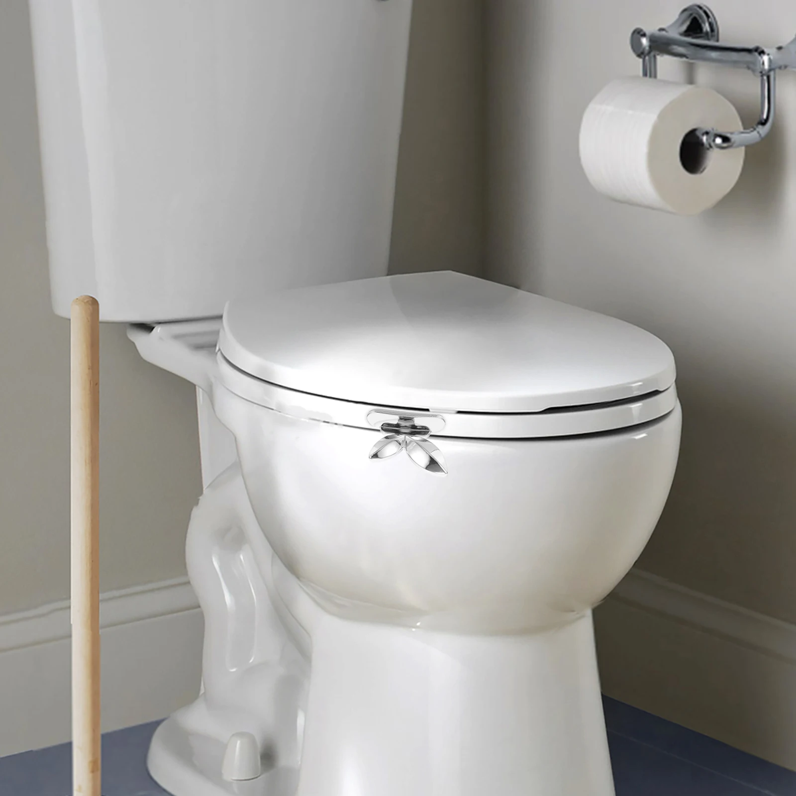 

4pcs Butterfly Toilet Lid Lifter Silver Acrylic Smart Flusher Handle Foldable Bathroom Hygiene Solution Toilet Seat Lift
