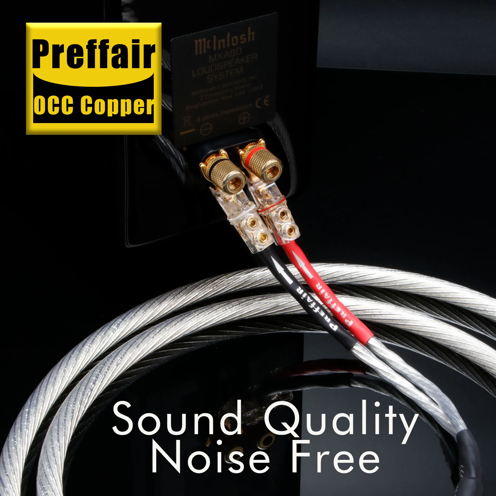 Preffair Banana/Spades speaker cable HiFi X417 OCC silver Speaker Cord Wire For Hi-fi Loudspeaker AMP Systems/1 pair