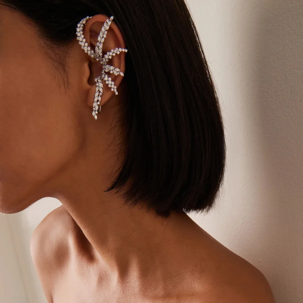 Stunning Irregular Claws Ear Cuff Non Piercing Statement Ornament Fashion Party Crystal Clip Earrings for Women Handmade Jewelry