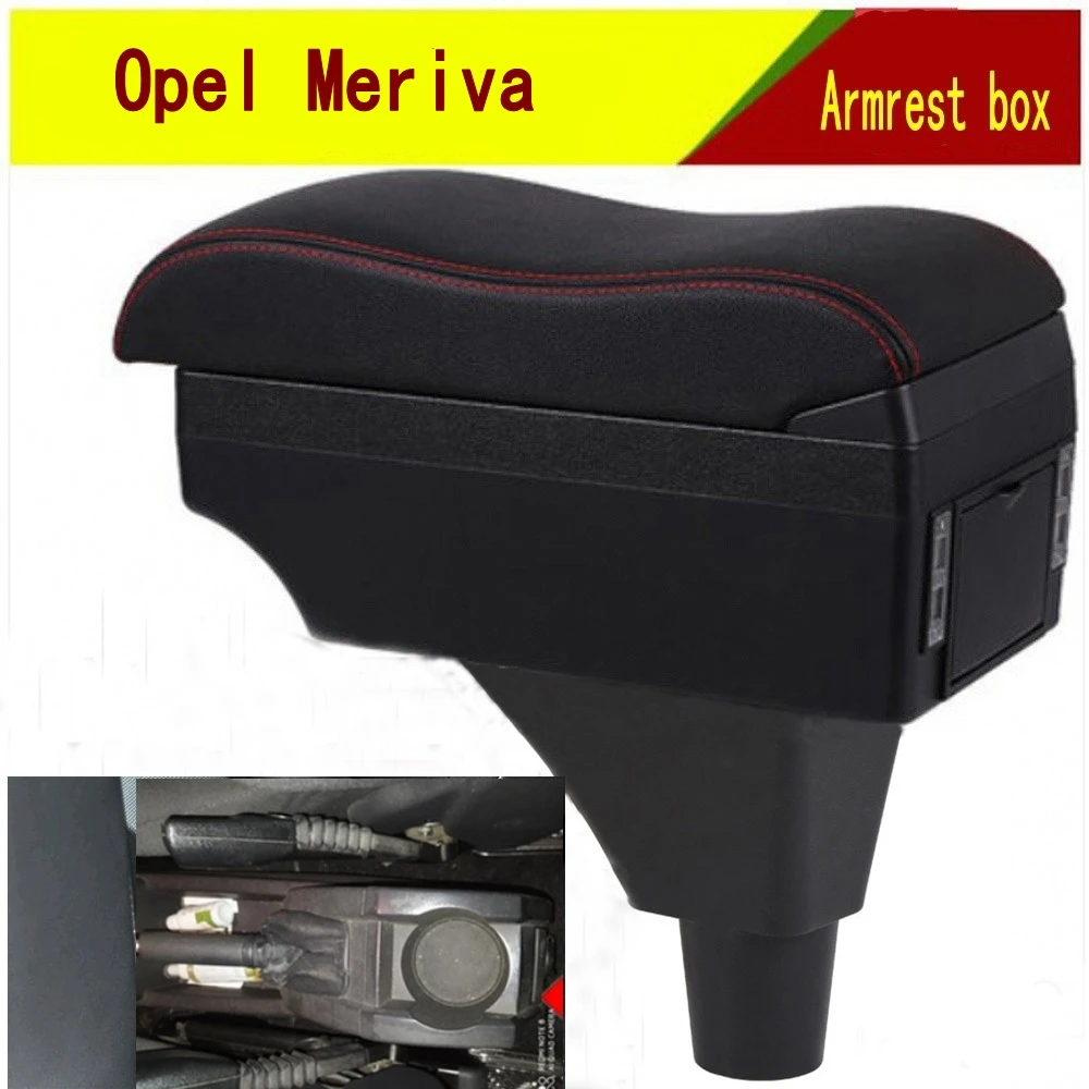 For Opel Meriva Armrest box Elbow support Center console box central Store content box with cup holder