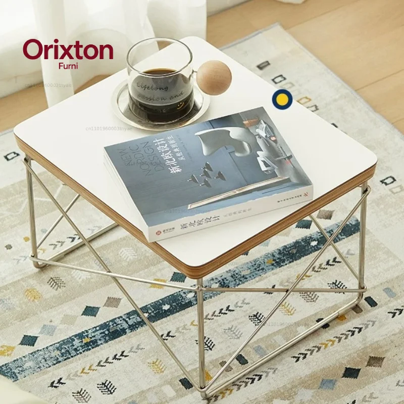 Stainless Steel  Table, Mid Century Wood Top Side Stand, Nordic Window Balcony Tea Stool, Soft Foot Pad Coffee Shelf