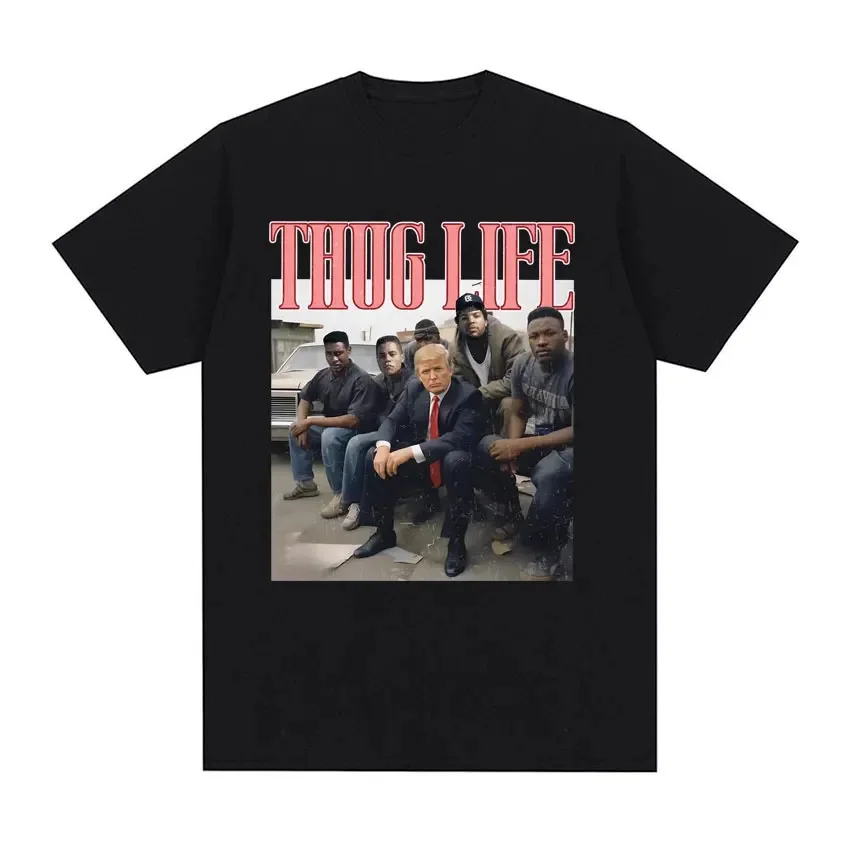 Thug Life Trump Graphic Funny Meme T Shirt Men's Clothing Fashion Casual Oversized T-shirts Unisex Crewneck 100% Cotton T Shirt