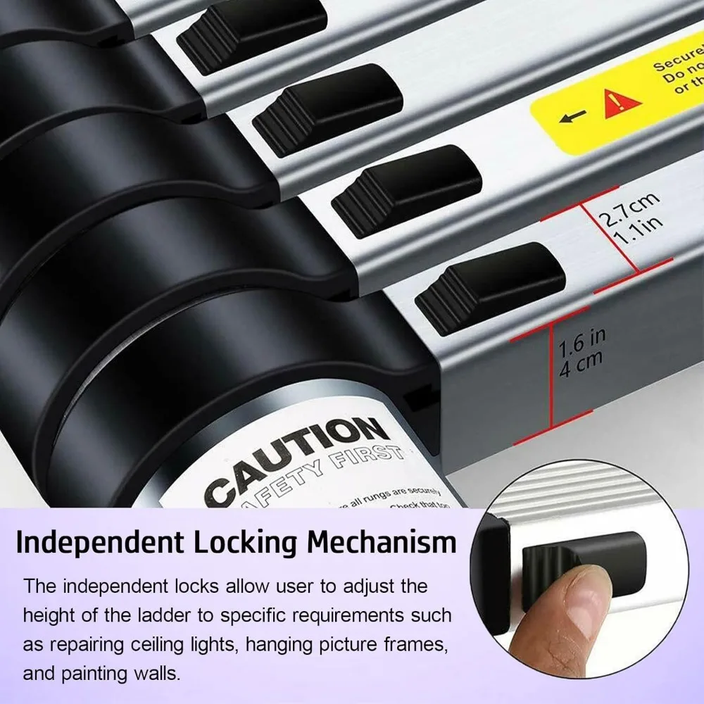 سلم تلسكوبي قابل للطي من الألومنيوم - 8.5FT/2.6M خفيف الوزن ومحمول - معتمد من EN131 - يدعم سعة 330 رطلًا #4
