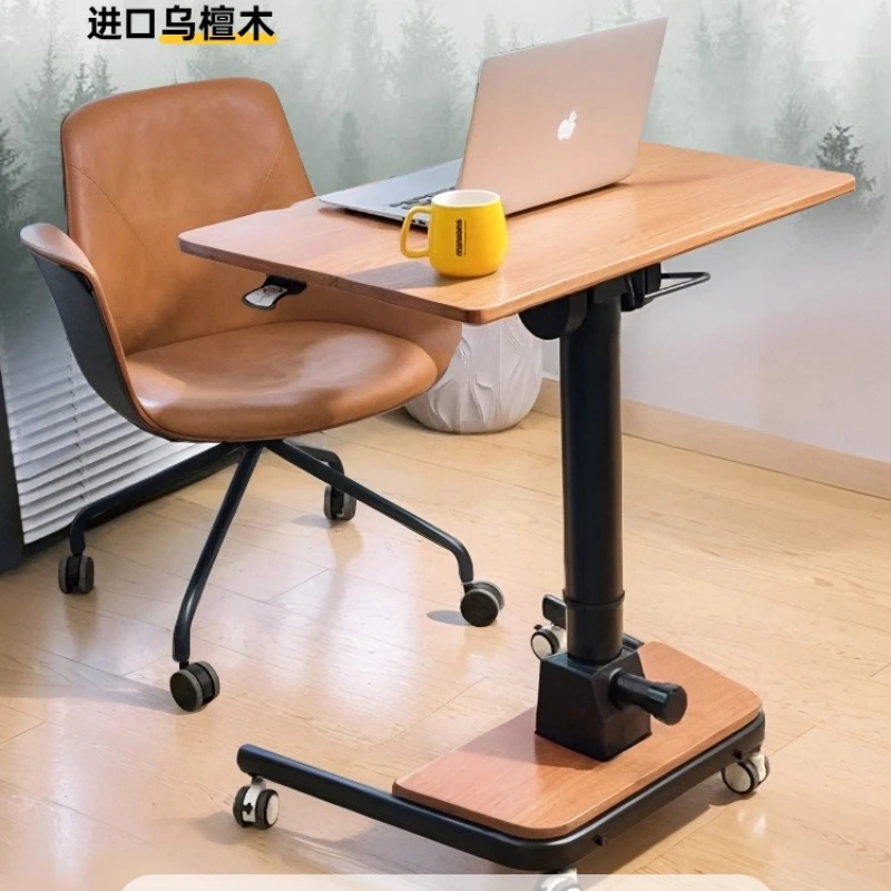 

Foldable lifting solid wood computer desk Standing workbench Mobile bedside office Study table
