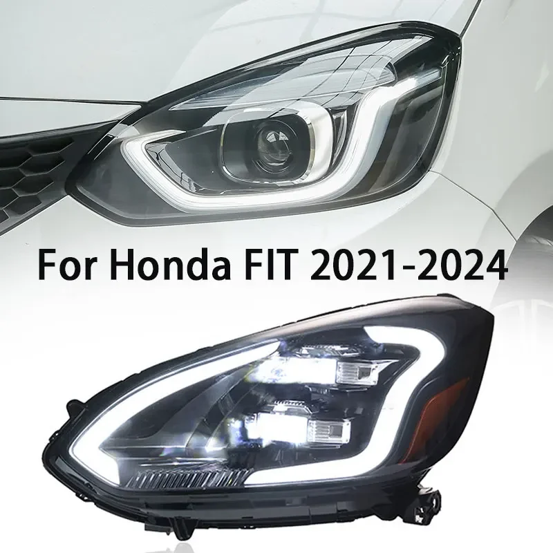 

Фара для Honda Jazz Fit, светодиодная фара 2020-2024, фары GR9 DRL, указатель поворота, дальний свет, линза проектора «ангельский глаз»