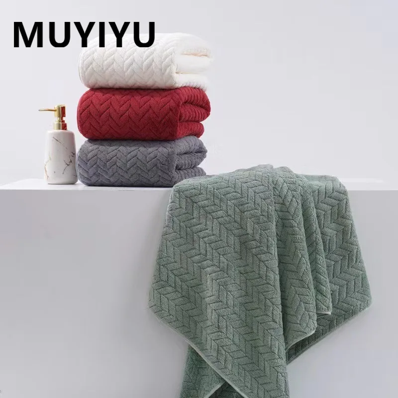 

MUYIYU 1 Pc Cotton Towel Thickened Absorbent Strong Absorbent Soft Non-shedding Face Towel Quick Drying Bath Towel Soft