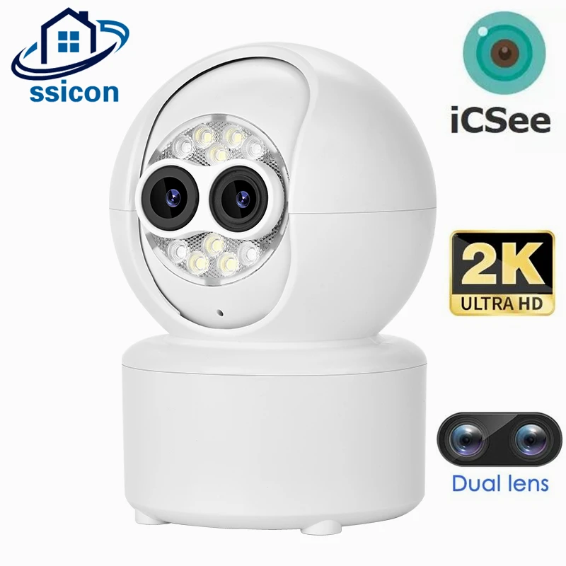 

4MP ICSee Dual Lens WIFI Camera MINI Smart Home Color Night Vision Human Detection Security Protection Wireless Camera