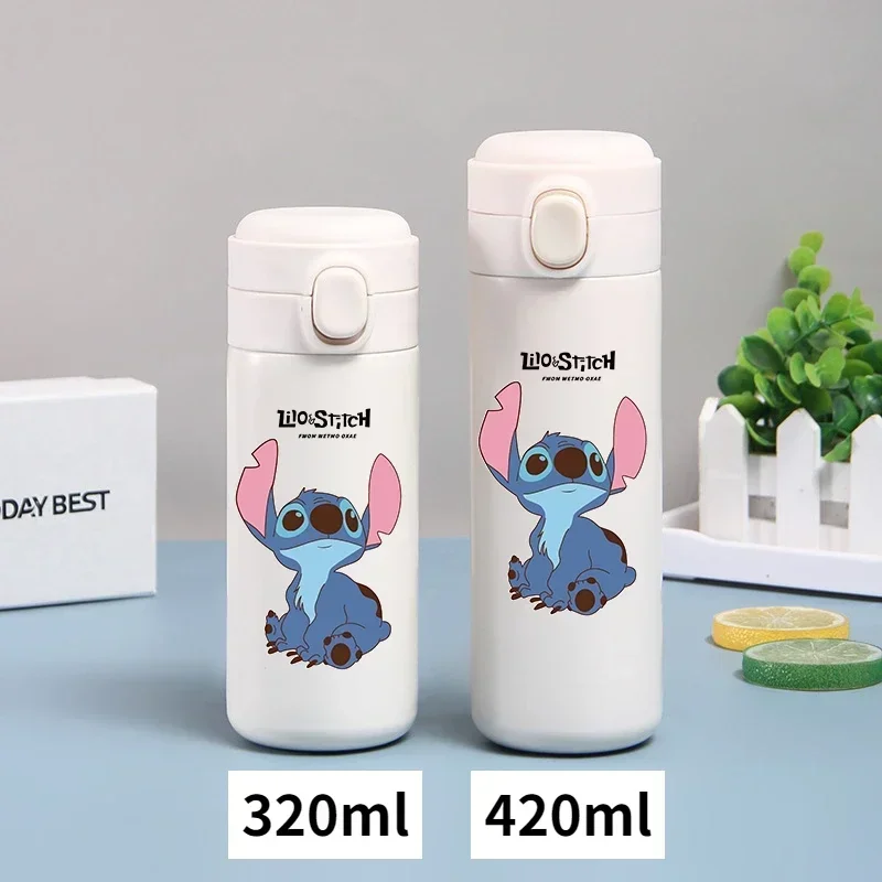 Disney Stitch Thermal Cup 420ml/320ml Portable Large Capacity Outdoor Sports Water Bottle Drinking Vacuum Cup Stainless Bottle