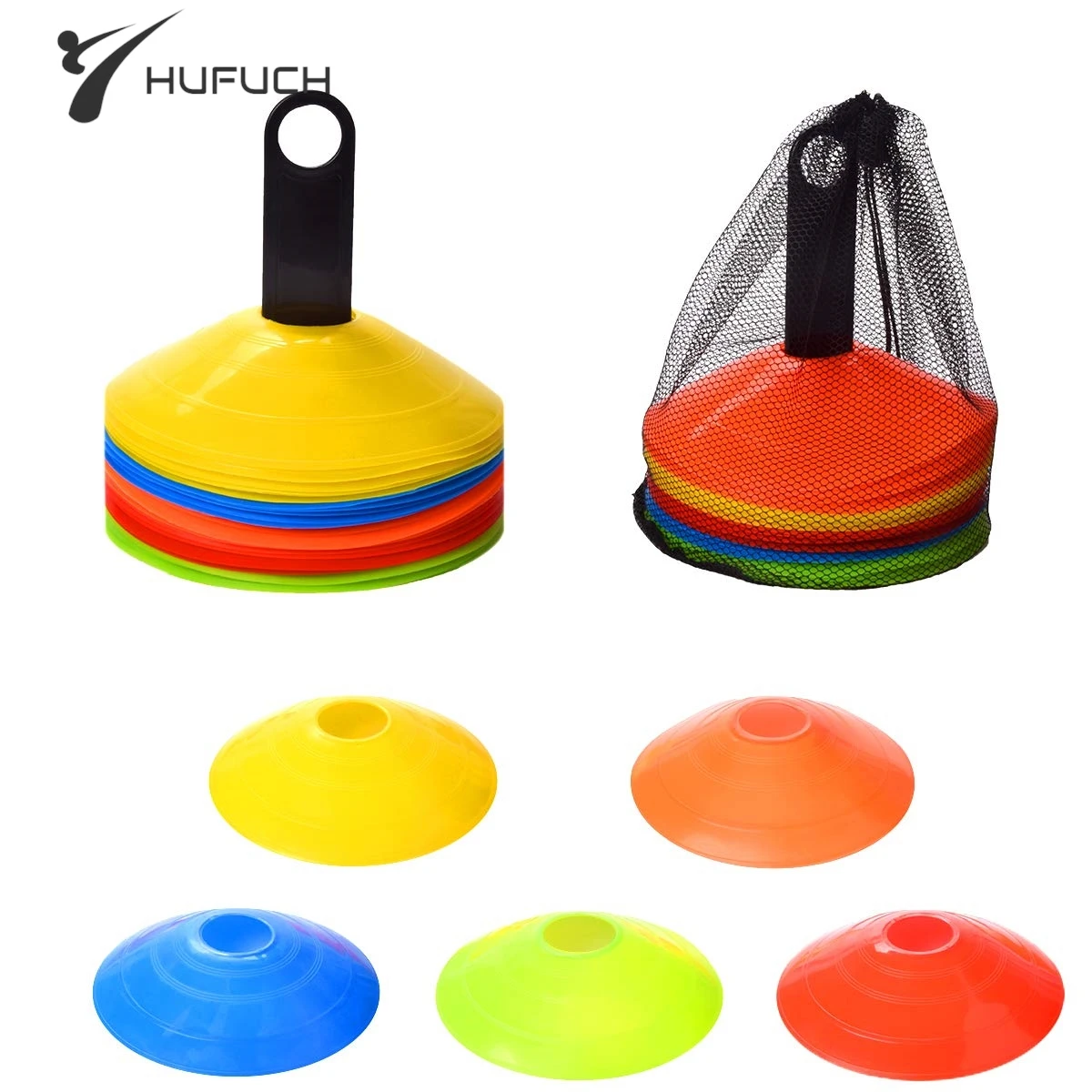 

5/10/15/20pcs Agility Disc Cone Set Multi Sport Training Space Cones with Plastic Stand Holder for Soccer Football Ball Game