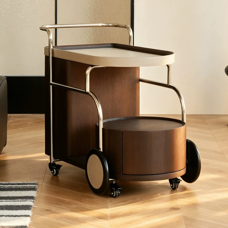 Yjq removable coffee table high-end sofa side few household small apartment trolley saddle leather