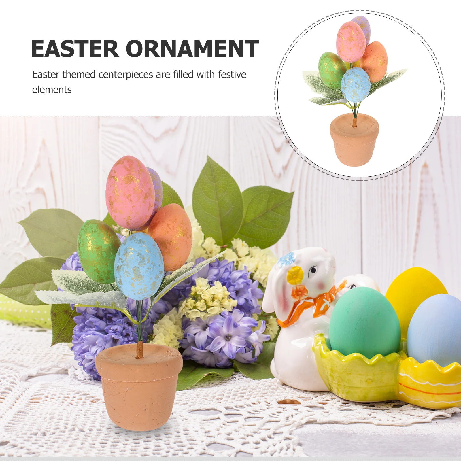

STOBAZA Artificial Easter Tree Decor Potted Plant Party Garden Table Bonsai Craft Decorations