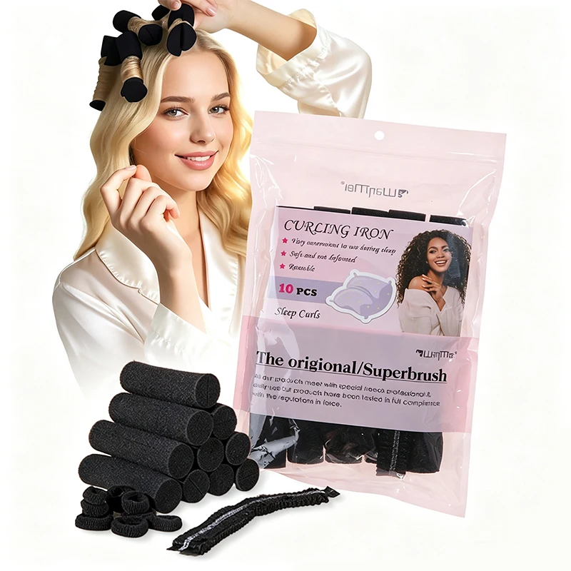 21Pcs Heatless Hair Curler Soft Foam Sleep Curls No Heat Curling Rod Hair Rollers for Sleeping Overnight Hair Styling Tools