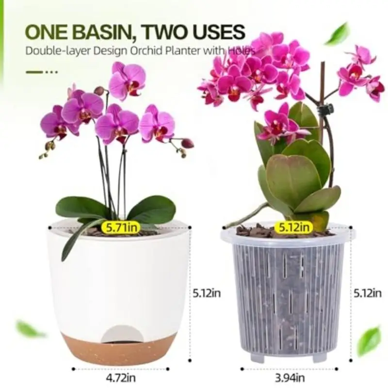 2Pcs Visible Flower Holders With Separate Bowls For Better Drainage And Air Circulation D2RD