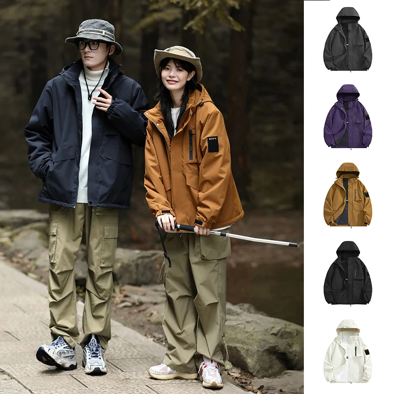 Hiking Jacket Men Windproof Waterproof Coats Hooded Women Jacket Outdoor Hiking Outerwear Camping Climbing Coats Couple Jacket