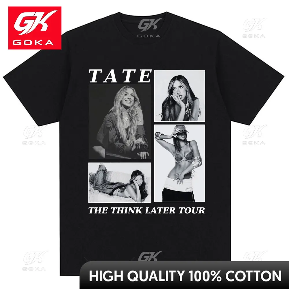 Tate McRae Vintage T-shirt The Think Later World Tour Short Sleeve 100% Cotton Oversized Fashion T Shirt Streetwear Y2k Clothes