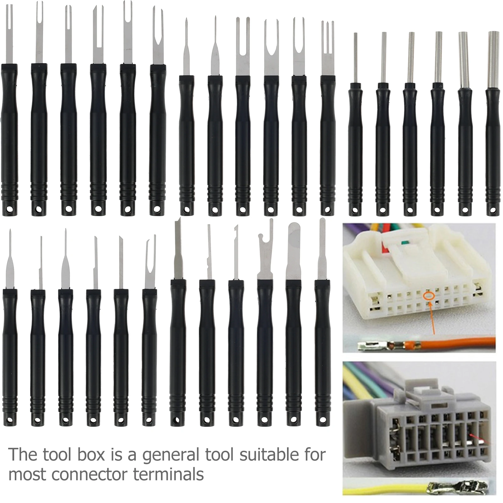 30Pcs Terminal Pin Removal Tool Kit Stainless Steel Pin Extractor Tool Reusable Electrical Wire Connector Pin Release Tool Auto