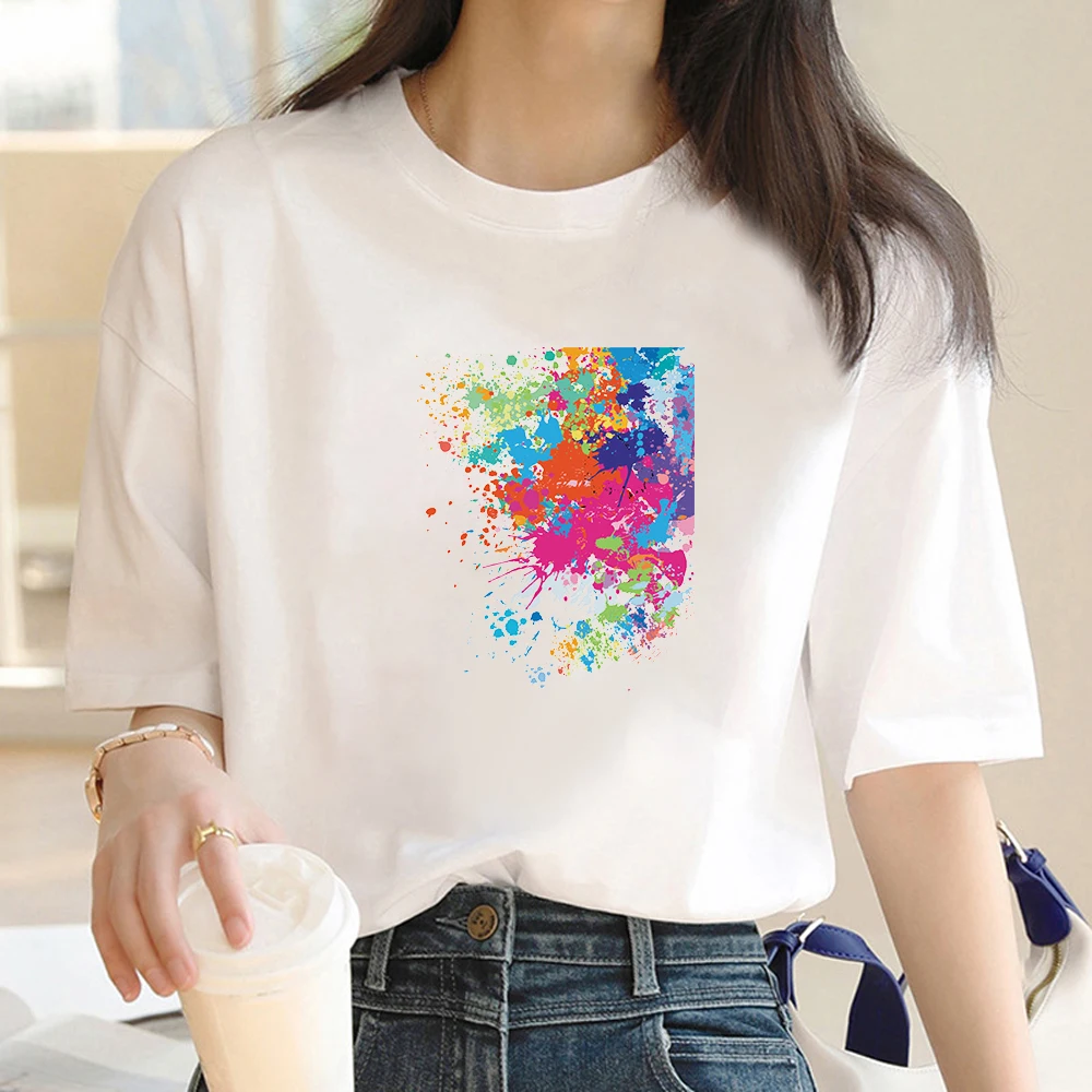 Camiseta feminina de manga curta estampa estética, roupa de rua com namoradas, blusa Harajuku casual, tendência da moda, Y2K