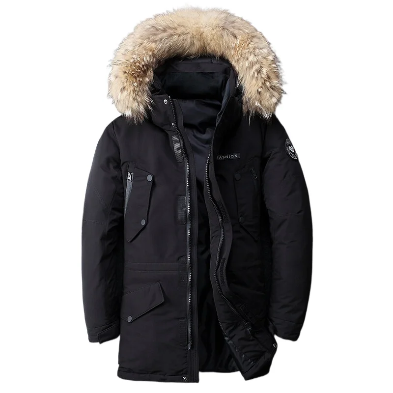 

Зимний новый парный пуховик на белом утином пуху, корейская версия, модная молодежная приталенная куртка средней длины, толстая теплая мужская куртка