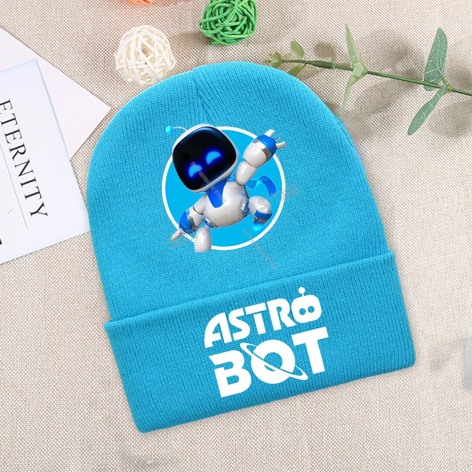 Astro Bot Knitted Hat for Children Cute Cartoon Beanies Cap Hot Game Figure Kid Winter Outdoor Hat Fashion Blue Knitted Cap Gift