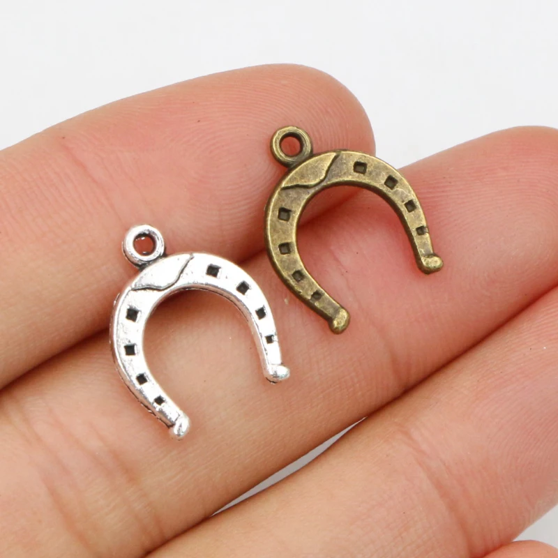 30pcs 16x13mm Lucky Horseshoe Horse Charms Antique Bronze Silver Color Plated Pendants Making DIY Handmade Tibetan Jewelry