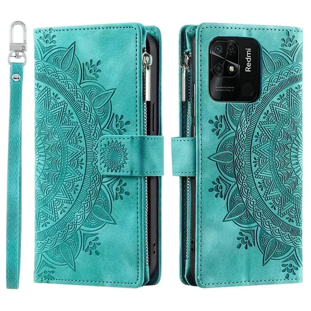 For Redmi 14C 12C 9C NFC 9T Zipper Flip Case Crossbody Wallet Capa Xiaomi Redmi Note 13 Pro Plus 12 9 C 8 T Note 8T 13C 5G Cover