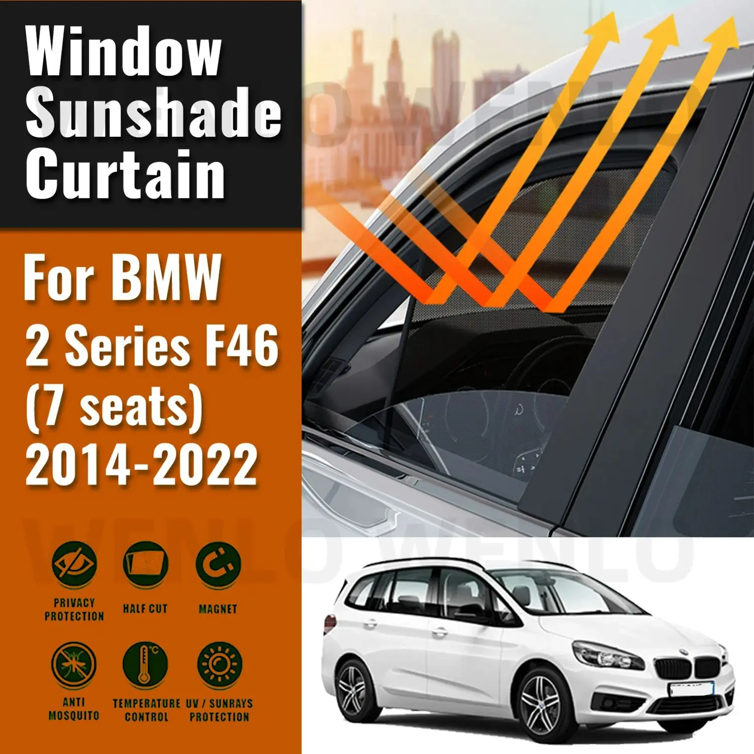 

For BMW 2 series F46 2014-2022 Car Sunshade Front Windshield Accessories Vehicle Curtain Side Window Sun Shade Visor Protector