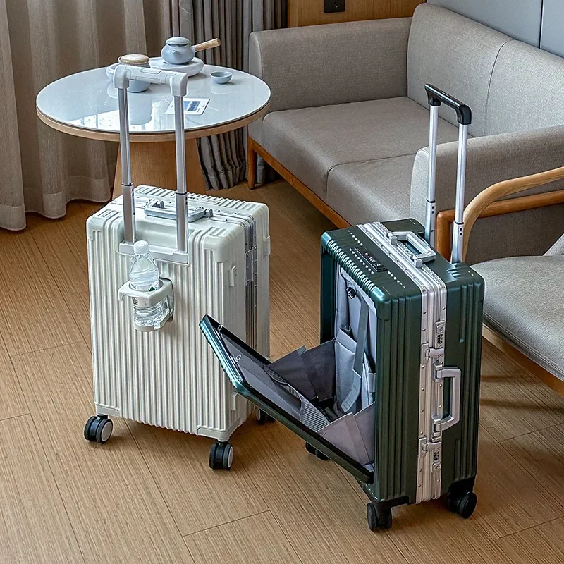 Aluminum Frame Suitcase Large Capacity Trolley Luggage Durable Business Travel Case with Password Lock for Men and Women New