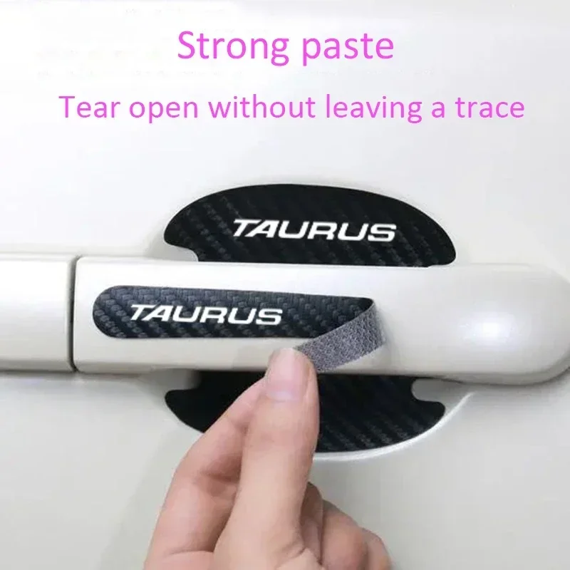 8PCS Door Wrist Bowl Cover Carbon Fiber Car Sticker for Ford Taurus Emblem Accessories Dirty Resistant Anti Scratches Strips