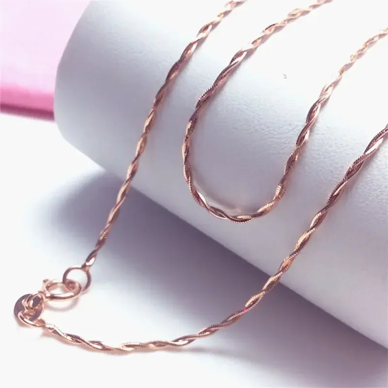 585 Purple Gold Simple Double Braided Chain Necklaces 14K Rose Gold Plated Sophisticated Glamour Party Jewelry Accessories