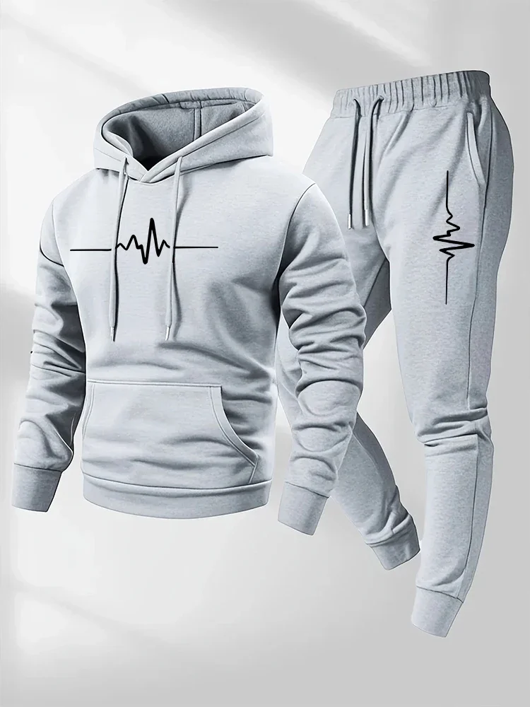 Conjunto de 2 Piezas de Chándal para Hombre, Sudaderas con Capucha Casuales, Ropa Deportiva para Fitness, Correr y Actividades al Aire Libre, Conjuntos de Moda Otoño Invierno 2026