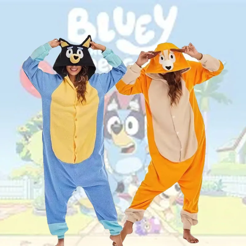 

Hot New Cute Blueys Cartoon One-Piece Pajamas Bingo Blueys Cosplay Costume Blue and Orange Multiple Sizes Available
