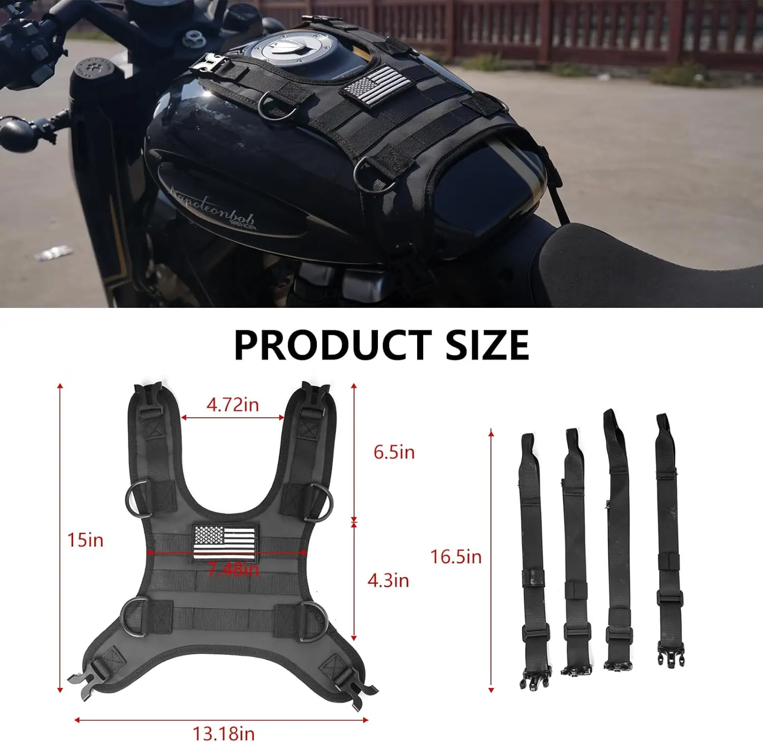 Motorcycle Tank Bag Mounting Base Universal Saddle Bag/Motorcycle Tank Vest Adjustable Fastening Straps Universal Tank Bag Mounting Base Motorcycle Storage Accessories