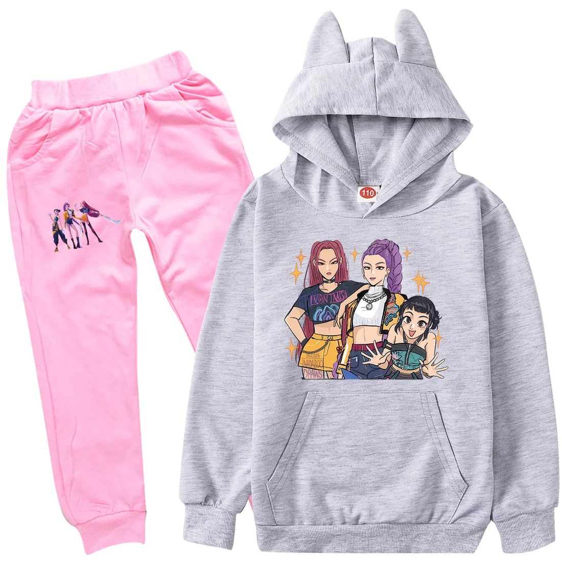 

KPop Demon Hunters 2pcs Kids Hoodie Set with Pants - Unisex Teen Hoody Sweatshirts for Boys Girls Autumn Clothing