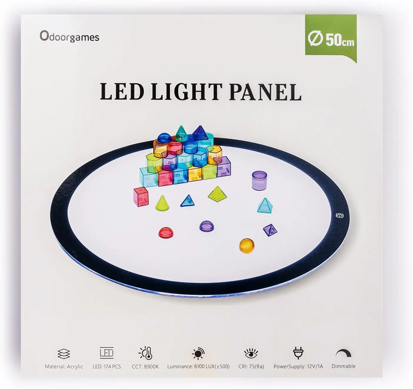 Round LED Light Panel for Kids - Adjustable Brightness Preschool Classroom Creative Exploration Table