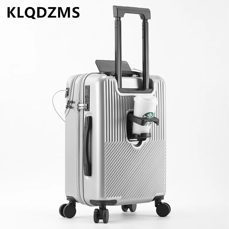 KLQDZMS 20 дюймов 22 дюйма 24 дюйма 26 дюймов, новый чемодан, открывающийся спереди, ПК, Бортовая коробка, деловая тележка, легкий чемодан с USB-зарядкой