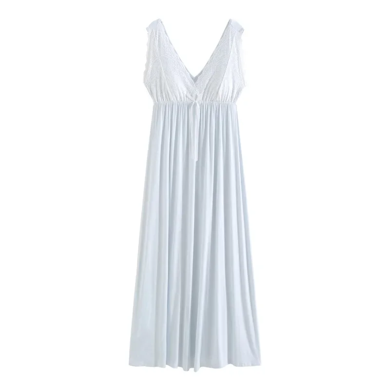 Women Summer Lace V-Neck Sleeveless Backless Fairy Nightgown Vintage Princess Sweet Girl French Pajamas Nightdress Sleepwear