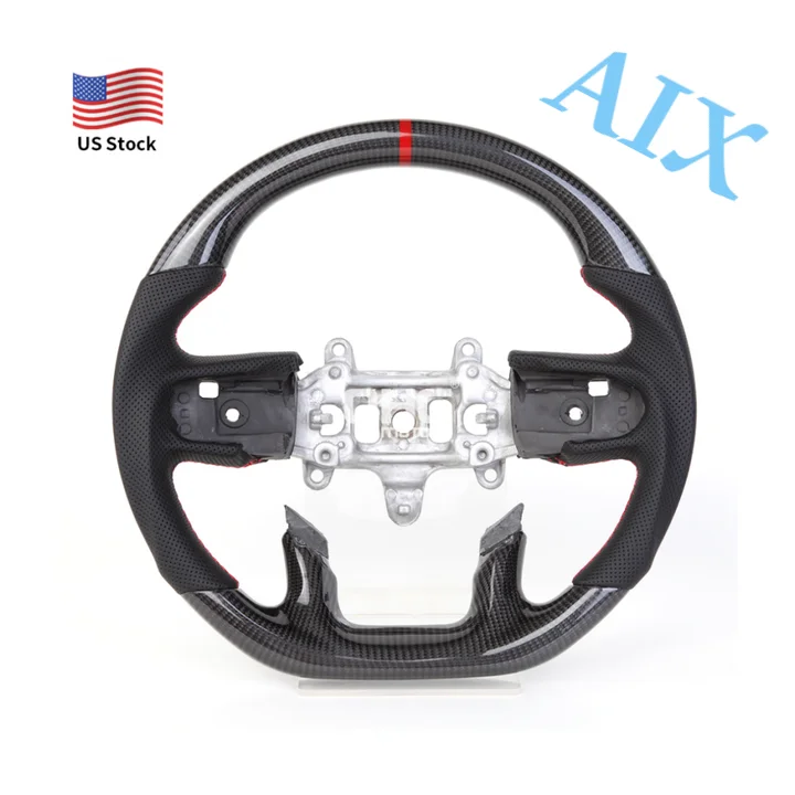 

На складе США, рулевое колесо из настоящего углеродного волокна для Dodge Ram 1500, рулевое колесо с функцией подогрева 2018-2024 гг.