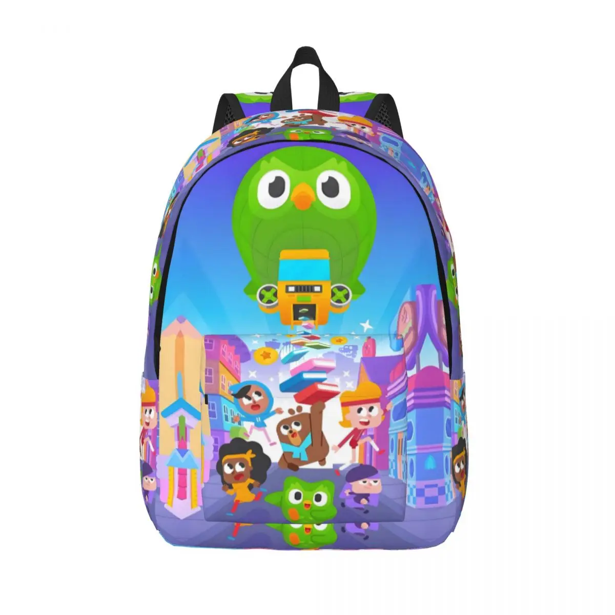 Custom Mascot Owl D-Duolingos Canvas Backpack Men Women Basic Bookbag for College School Bags