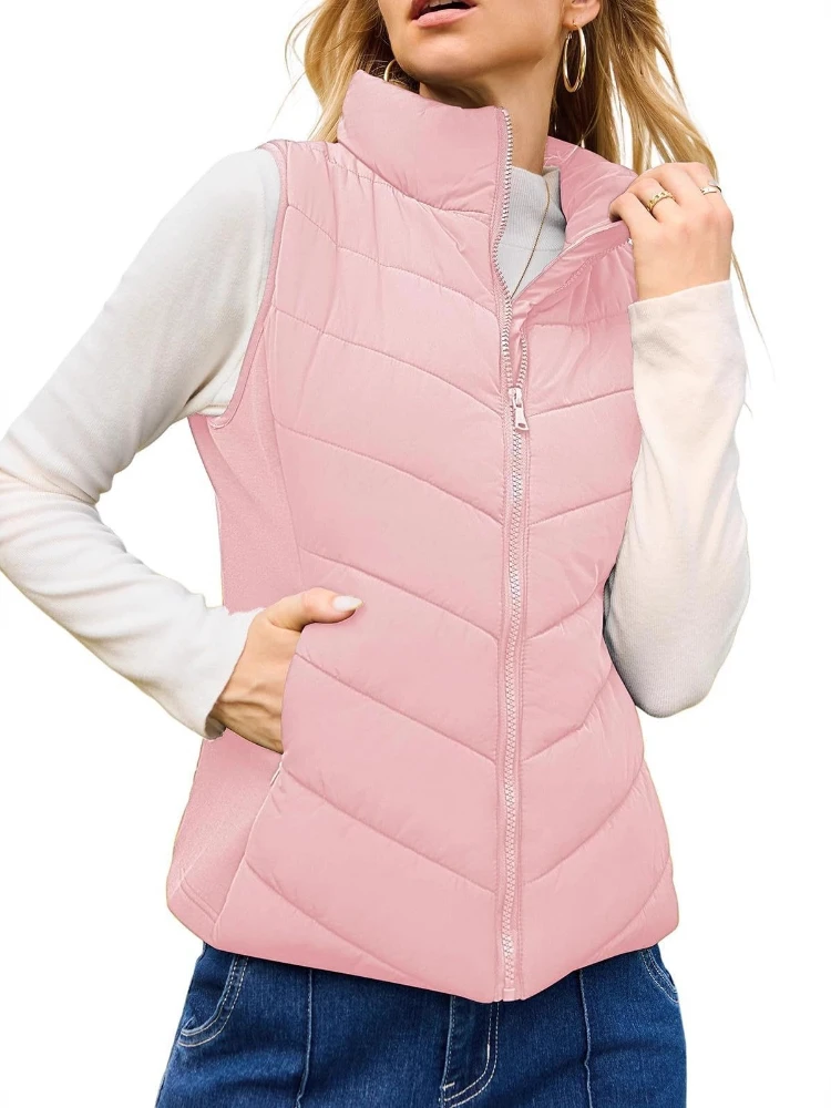 Veste en coton épais à col montant pour femme, vêtement de poche avec fermeture éclair, couleur unie, décontracté, Simple, pour les déplacements, nouvelle collection automne et hiver
