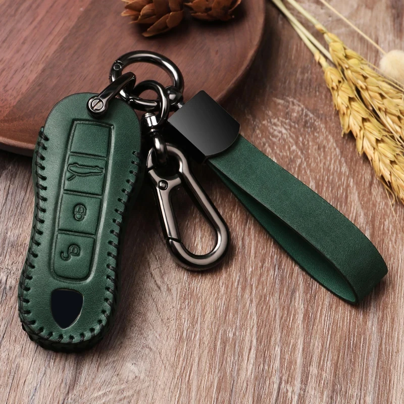 

Genuine Leather Car Key Case Cover Keychain Holder Accessories for Porsche Cayenne 718 958 Panamera 911 Macan Keyring Bag