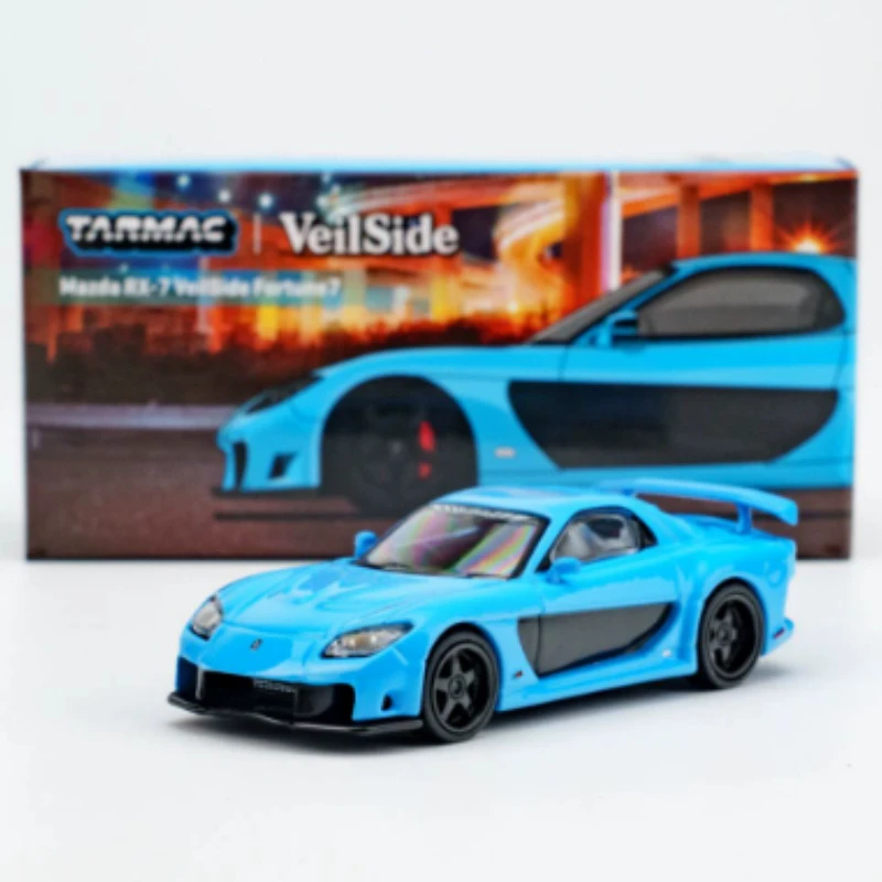 In stock 1: 64 new RX-7 VeilSide Fortune7 Blue alloy static car model, limited edition, gift, rare model