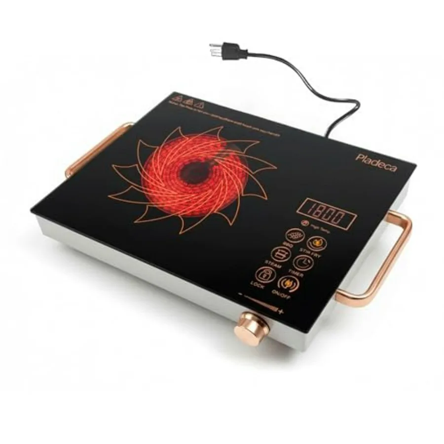 

Portable Single Burner Electric Cooktop 1800W Countertop Stove with Timer Knob Child Lock Overheat Protection Orange 110-120V P