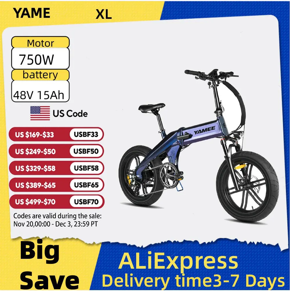 

YAMEE XL adult folding E-bike 750W 48V15Ah battery commute Electric Bike,20-inch Fat Tire E-Mountain bike
