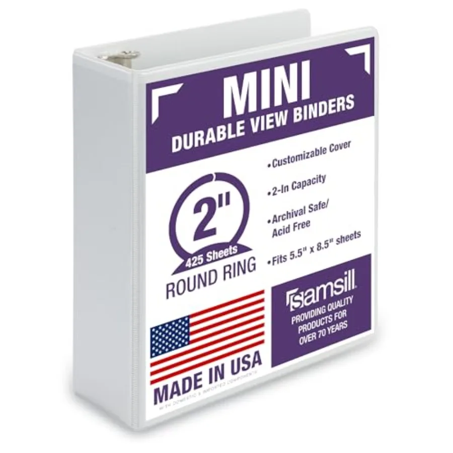 

Economy Mini 3 Ring Binder, Round Ring Binder, Holds 5.5 x 8.5 Inch Documents, Customizable Cover