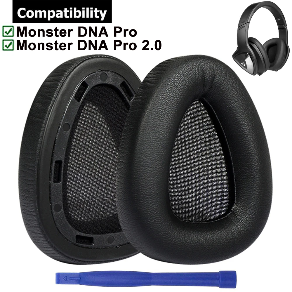 1Pair Protein Leather Replacement Earpads Ear Pads Cushion Repair Parts for Monster DNA Pro 2 2.0 Over Ear Headphones Headsets