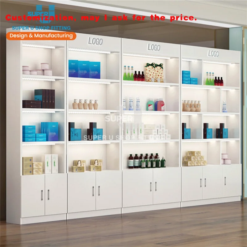 

На заказ. Розничная косметическая витрина. Полка для магазина косметических товаров. Полка для витрины косметики. Деревянная настенная косметическая полка Sho.