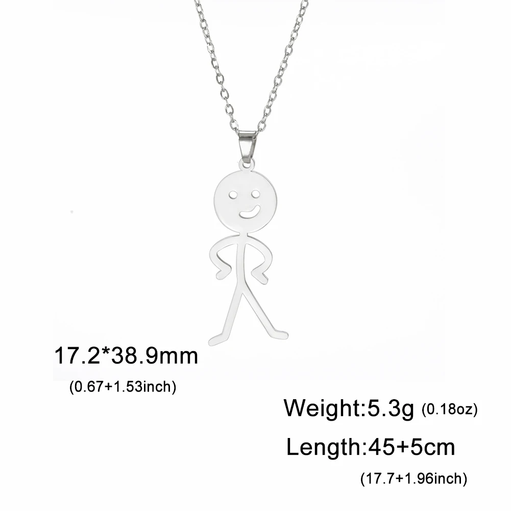 Teamer Hip Hop Mittelfinger Stickman Halskette Rock Punk Lustige Doodle Anhänger Halskette für Frauen Männer Trend Schmuck Geschenk – Detail 16