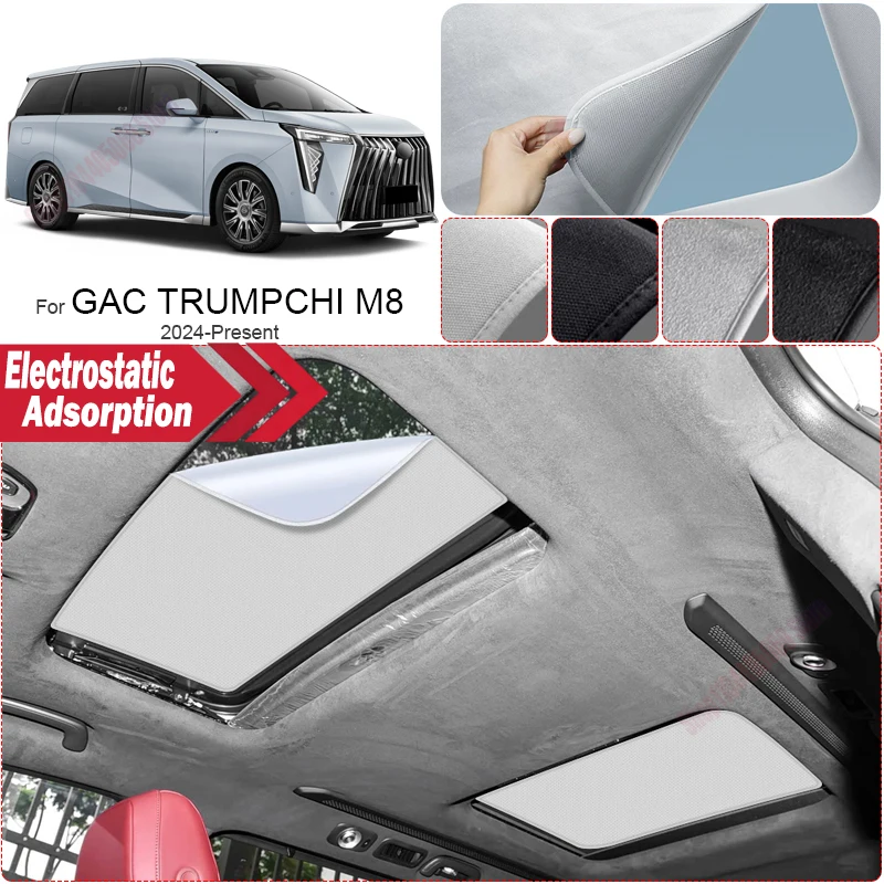 For GAC TRUMPCHI M8 2024-Present Auto Suede Anti-UV Electrostatic Adsorption Sunshade Sunroof Heat Insulation Skylight