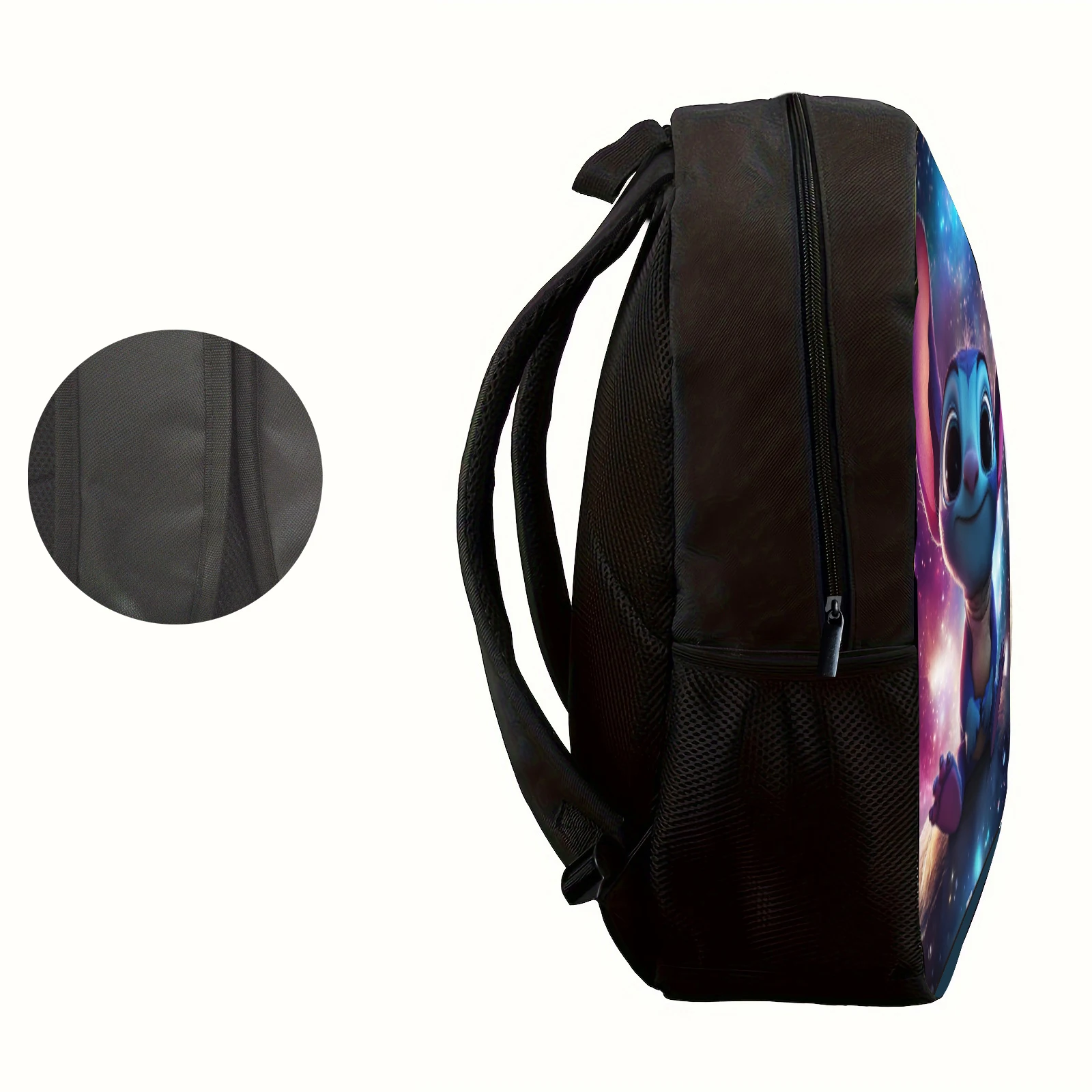 1pc seated Stitch starry sky background printed backpack, student backpack, suitable for travel, daily commuting